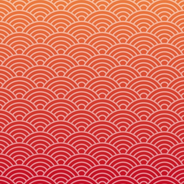 青海波 連続した模様 抽象的 赤色のフリー素材 無料デザインcg画像のcg フォト C 005h